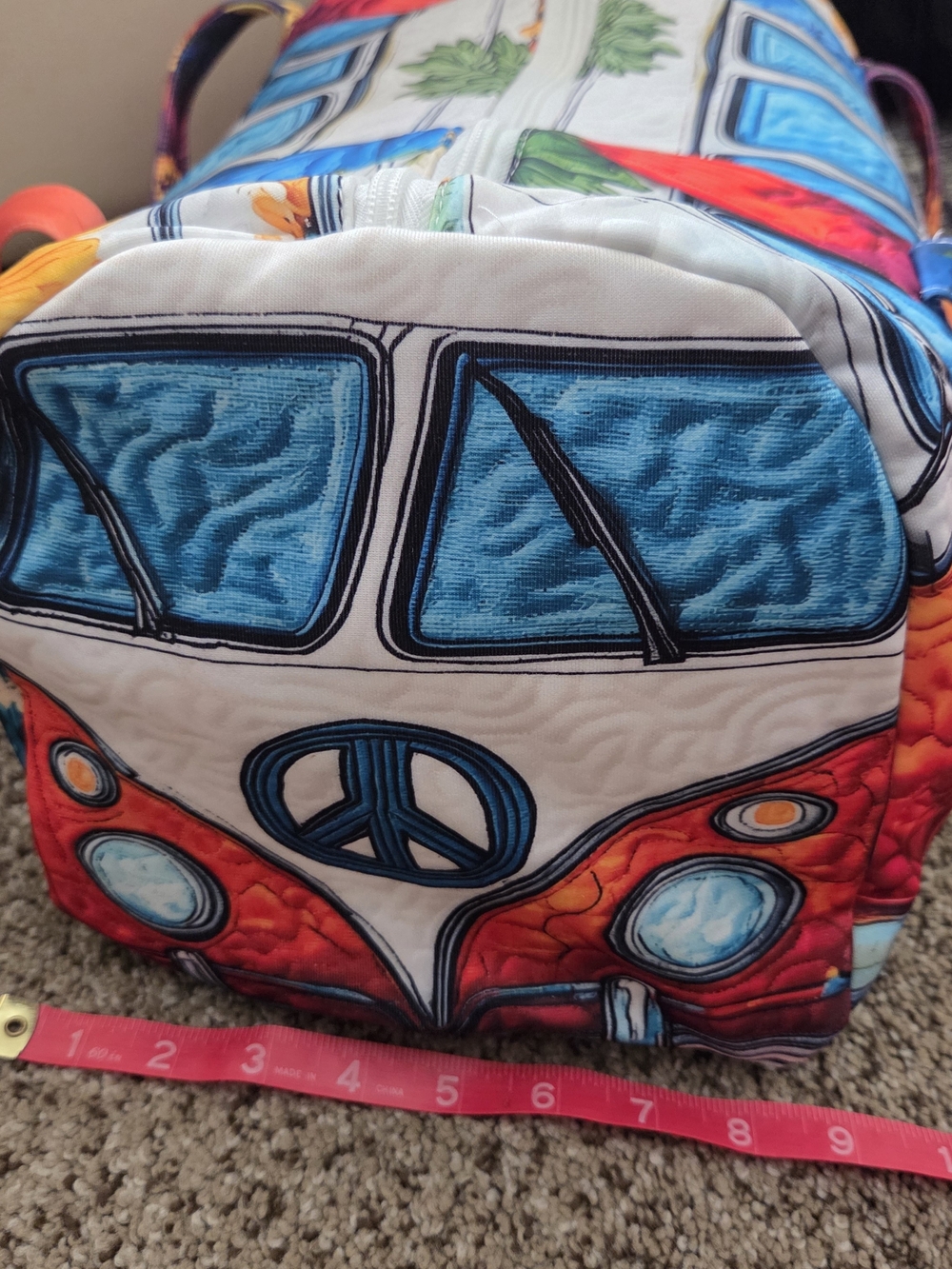 Peace Van Duffle Bag - Multi Blue & Red